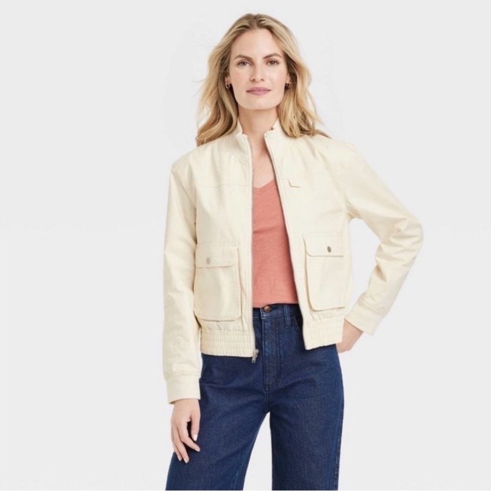 Universal Thread Cream Utility Bomber Jacket